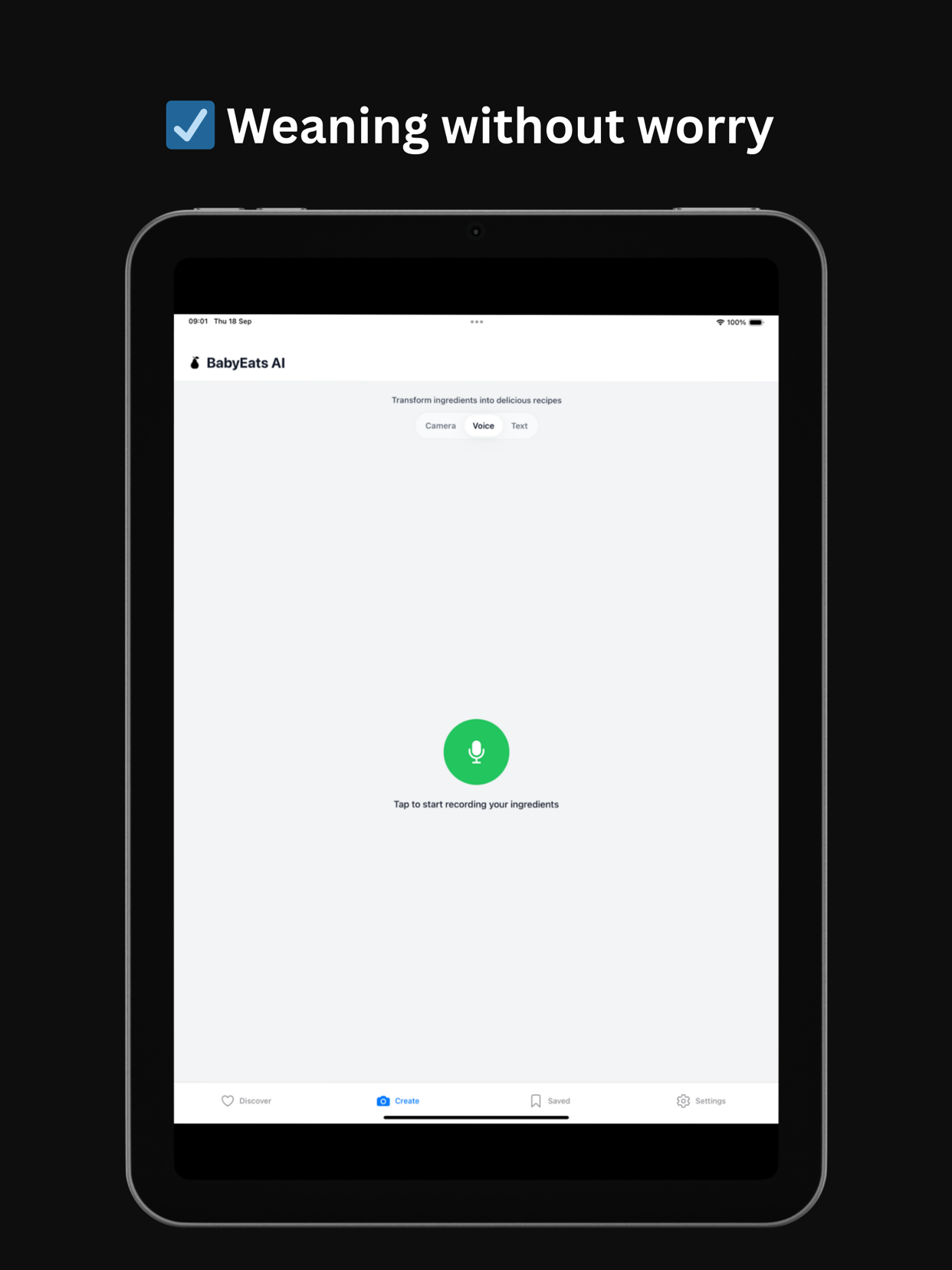 BabyEats AI: Starting Solids screenshot 5: starting solids meal planning interface